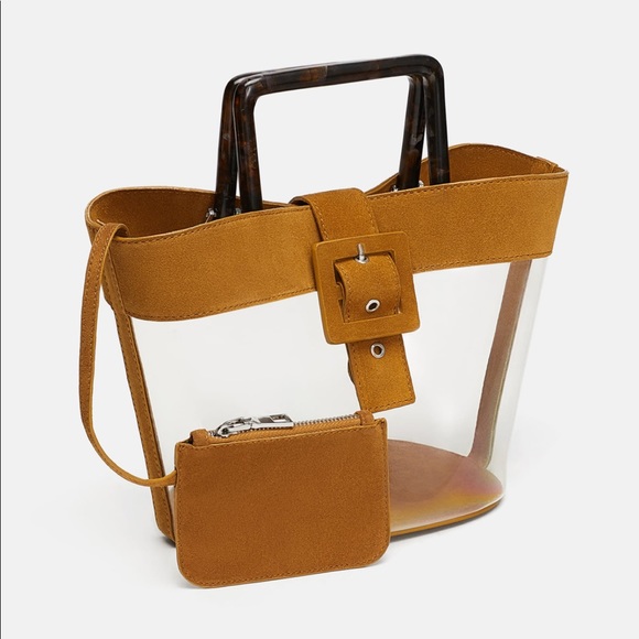 Zara Handbags - NWT Zara VINYL Shopper with Leather Mustard